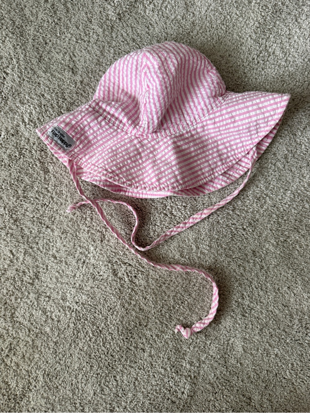 Flap Happy Pink & White Striped Sun Hat with Chin Ties